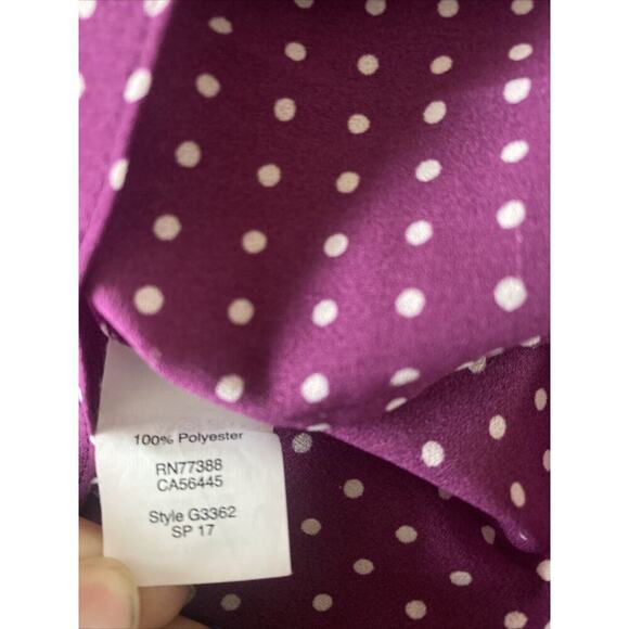 J.Crew Women's 10 Purple Polka Dot Blouse Cap Sleeve Career Work Top Spring - Picture 5 of 5